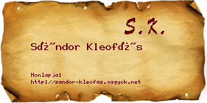 Sándor Kleofás névjegykártya